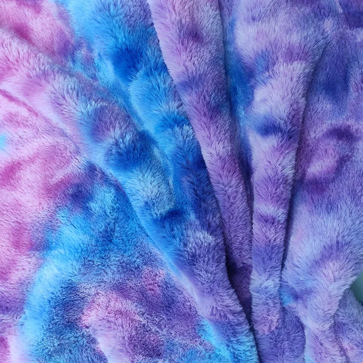 Tie-dyed Rainbow Rabbit Hair Velvet Plush Fabric, Polyester, DIY Sewing, Fashion, Coat, Toy, Pillow, Pet Nest, Flannel Cloth