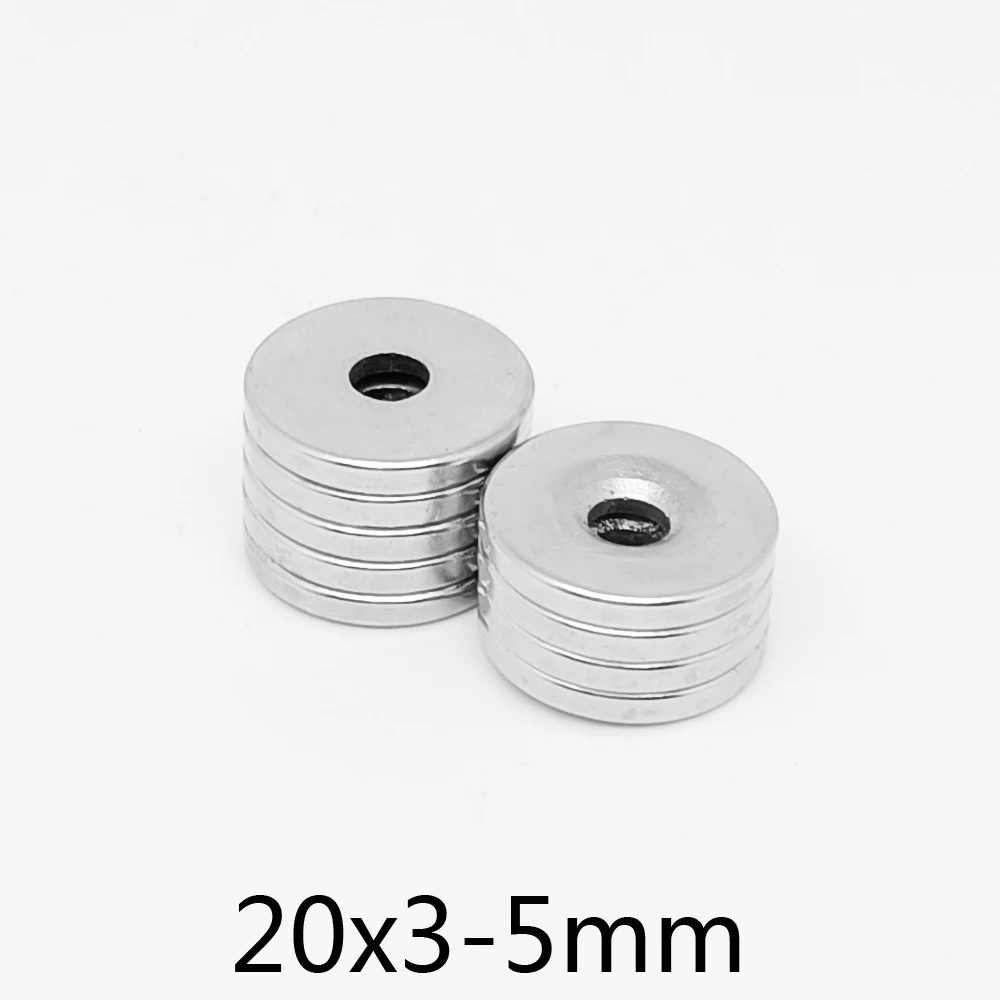 5~50PCS 20x3-5 mm N35 Round Strong Magnets 20*3 mm Hole 5mm Disc Neodymium Magnet 20x3-5mm Permanent Magnet With Hole 20*3-5 mm