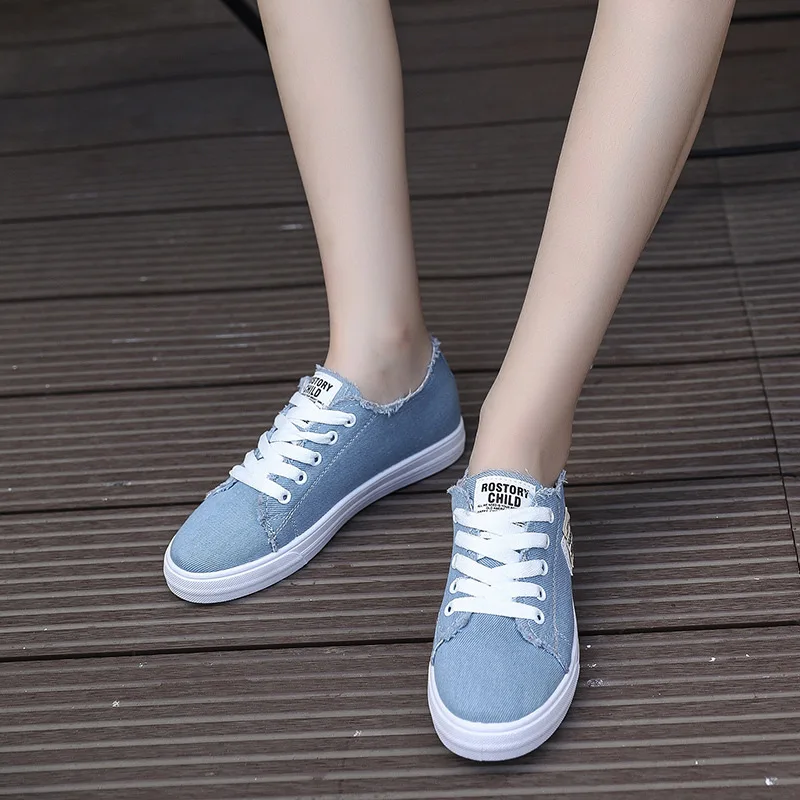 Women Casual Shoes New Spring Women Shoes Fashion Denim White Blue Black Sneakers Breathable Women Sneakers