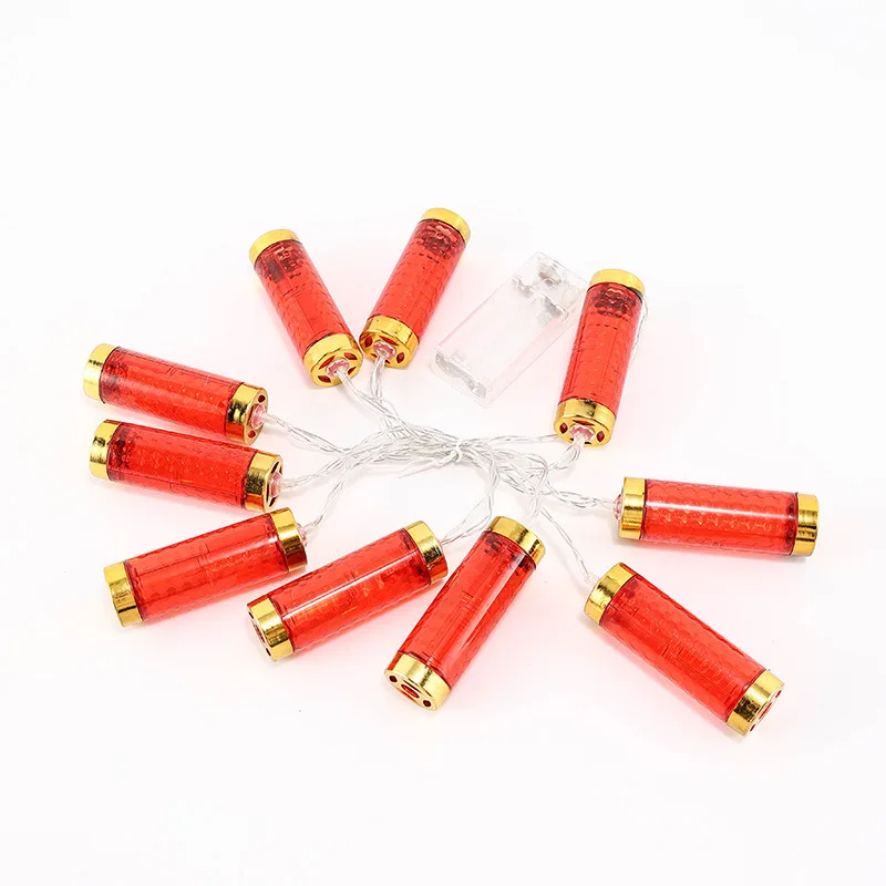 Spring Festival Simulation LED Firecracker String Lights Festive Holiday Wall Decoration New Year Red String Lights Firecracker