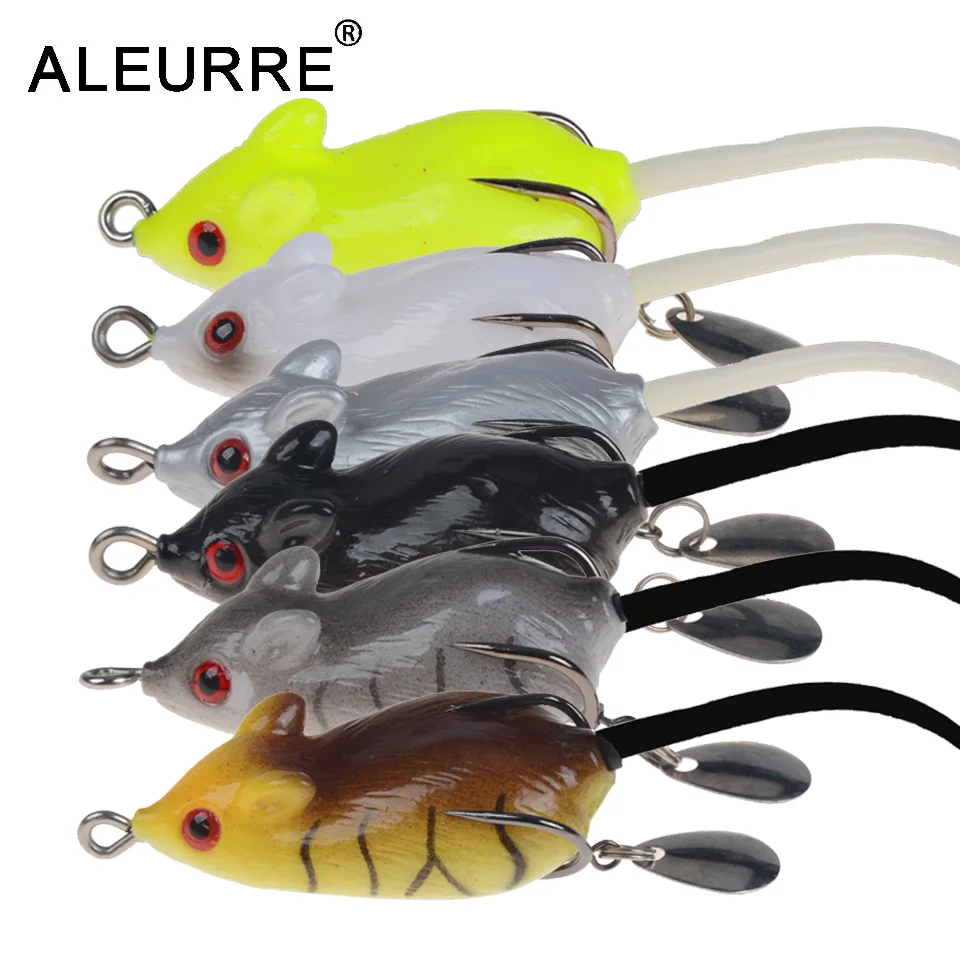 1Pcs 3D Eyes Soft Mouse Bait Bells Sound 5.5cm 9.5g fishing lure Frog Silicon Artificial Set Sea Swim Bait