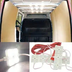 10Pcs 12V LED Trunk Roof Light String Kit Van Interior Ceiling Lighting 2835 LEDs 5m Extension Cable Pickups Boat Caravan RV