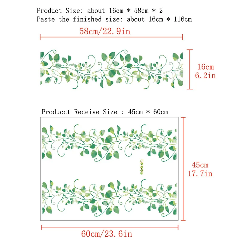 Green Flower Vine Wall Stickers Living Room Bedroom Glass Window Decoration Wallpaper Bathroom Decals Cupboard Mural Home Decor