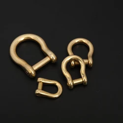 1pcs Solid Brass Carabiner D Bow Shackle Slot Screw Removable Fob Key Ring Keychain Joint Connector Buckle DIY Hardware