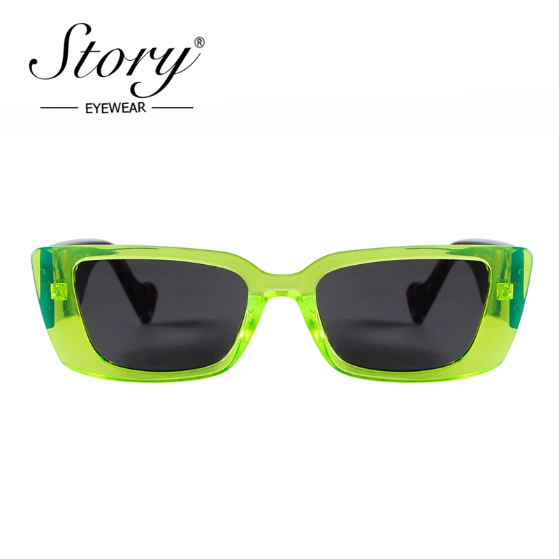 STORY-gafas de sol cuadradas estilo Steampunk para hombre y mujer, anteojos de sol unisex de estilo Retro, fluorescentes, verdes, con montura gruesa, estilo Ojo de gato, S3910K, 2020