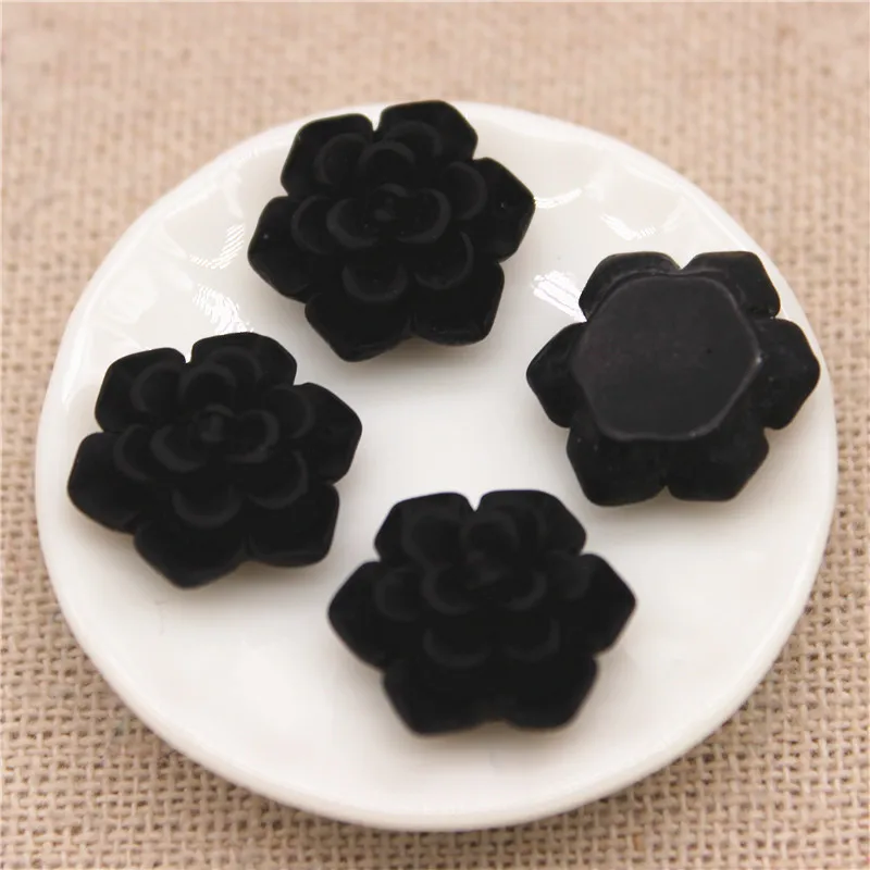 50PCS 15mm Matte Color Vintage Resin Flowers Flatback Cabochon Embellishment Accessories DIY Craft