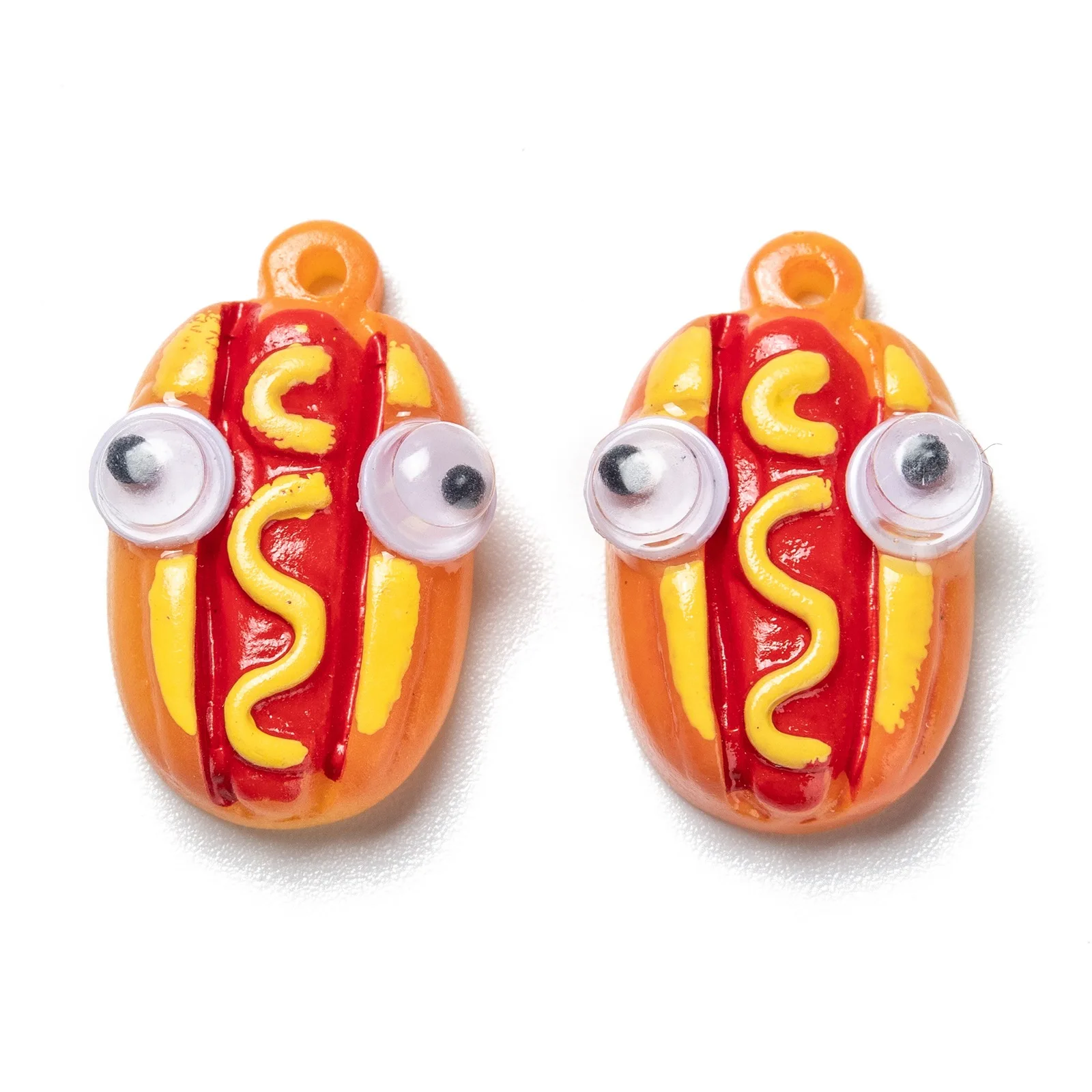 100pcs Milk Bottle Chips Cookies Hamburger Hot Dog with Eye Resin Charms Food Pendant For DIY Earrings Jewelry Accessories