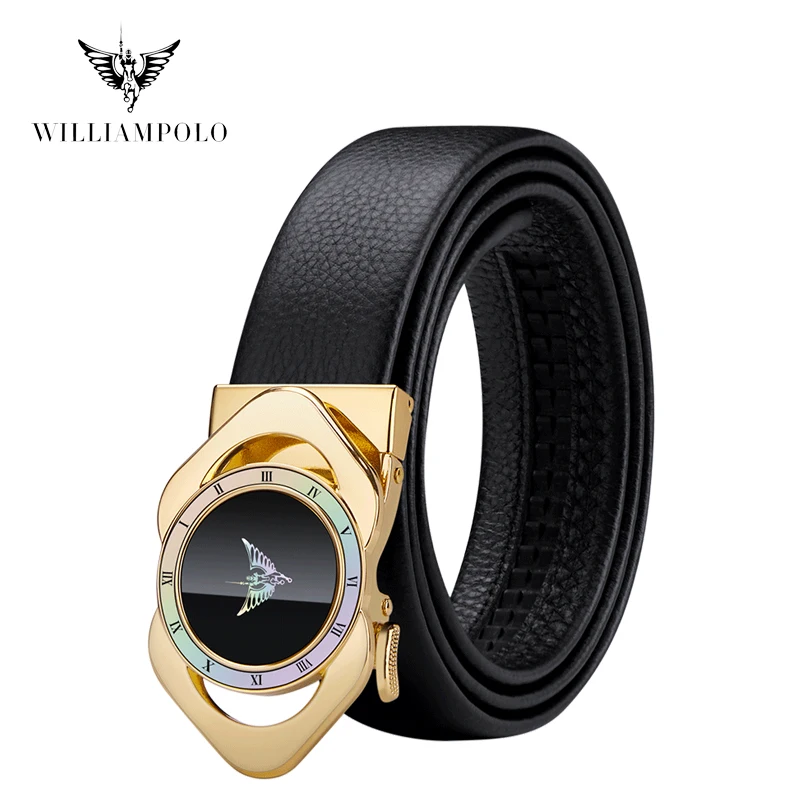 

WILLIAMPOLO Men's Belt Fashion Genuine Leather Slide Ratchet Belt Dress For Men Trim to Fit Automatic Buckle Belts 20591-93P