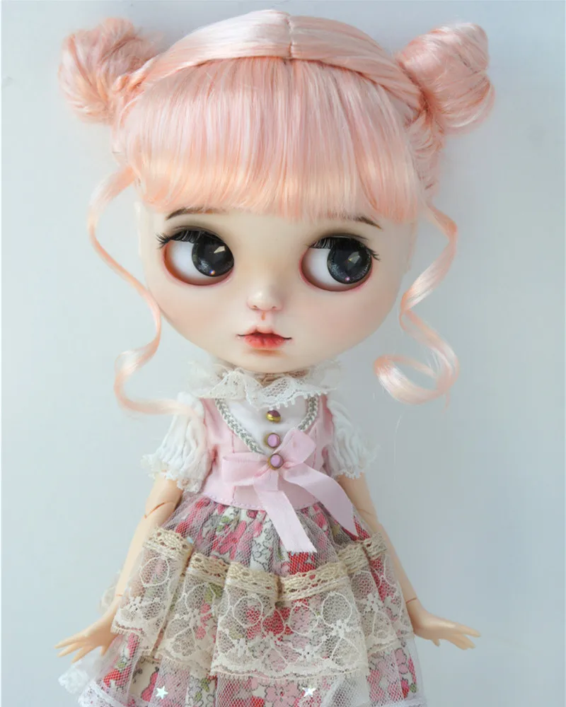 Jusuns  Doll wigs  JD606  9-10inch 10-11inch  Twins Buns Synthetic mohair BJD Hair  DOD QBaby Blythes Doll accessories