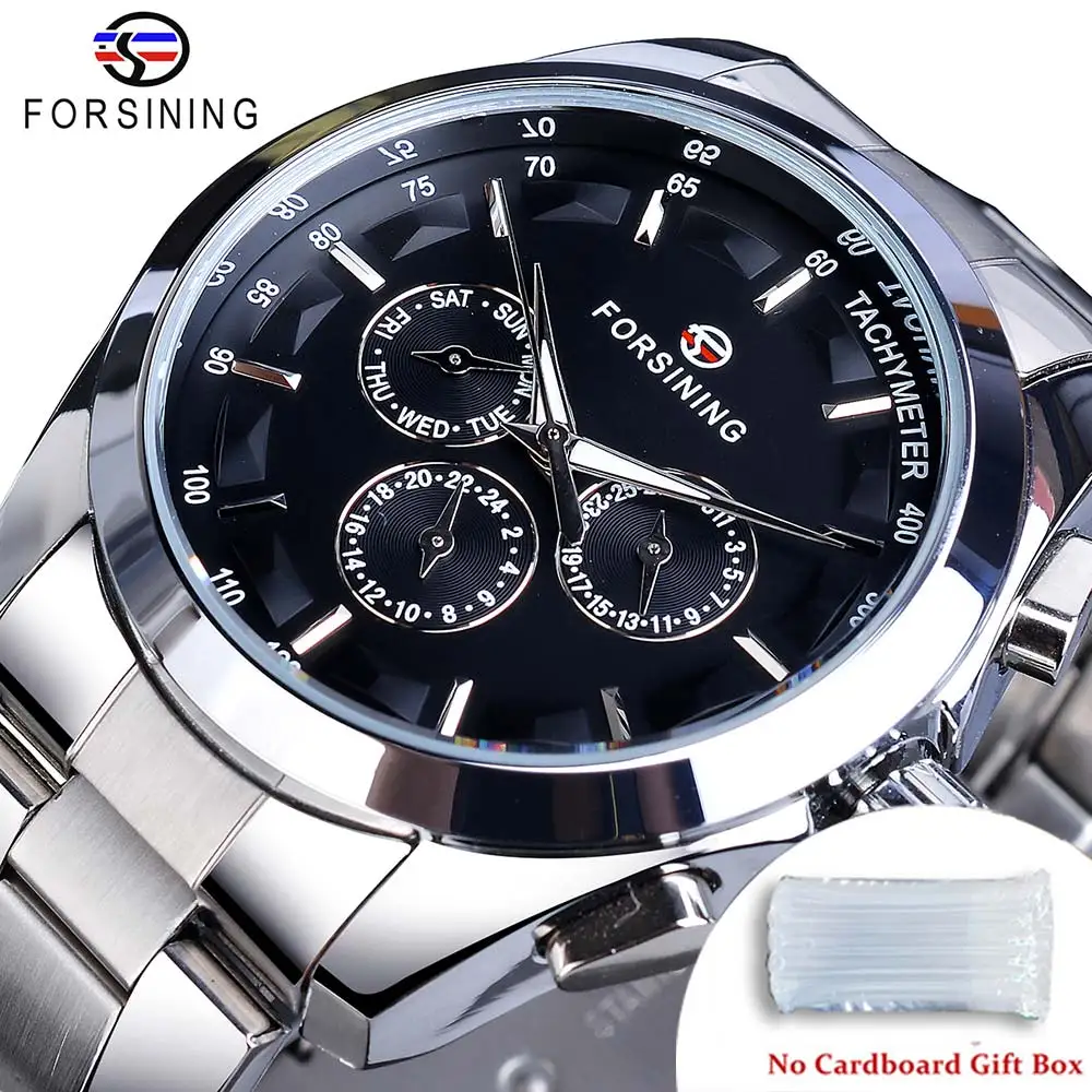 Forsining Business Stil Automatische Uhr Männer Schwarz Zifferblatt Mechanische Armbanduhr Mit Kalender Luminou-Pointer Freies Schiff nach Brasilien