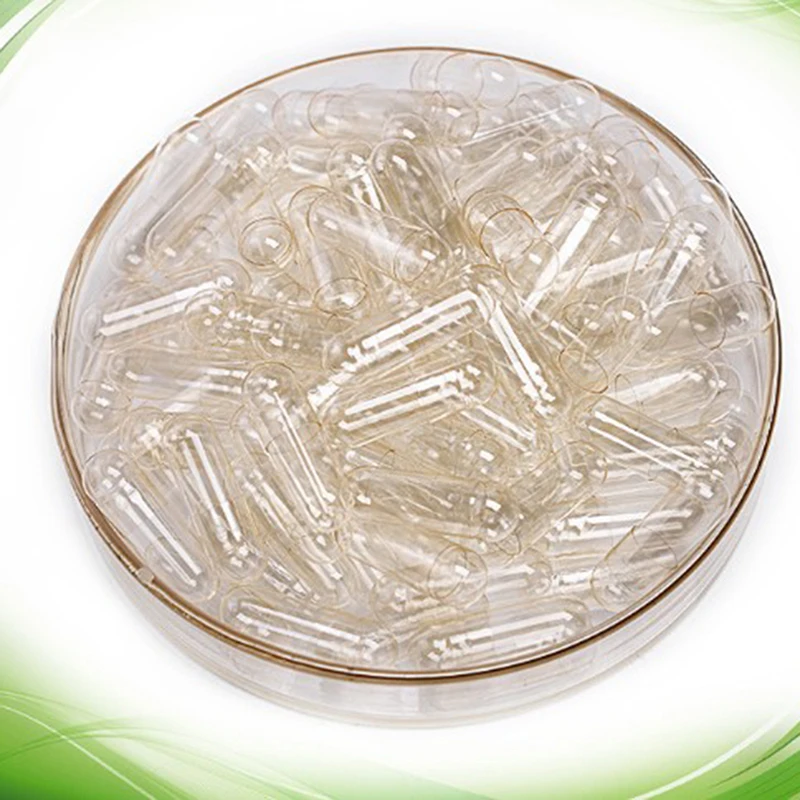 1000Pcs Transparent Empty Gelatin Capsules Pill Caps Clear Halal Separated Box