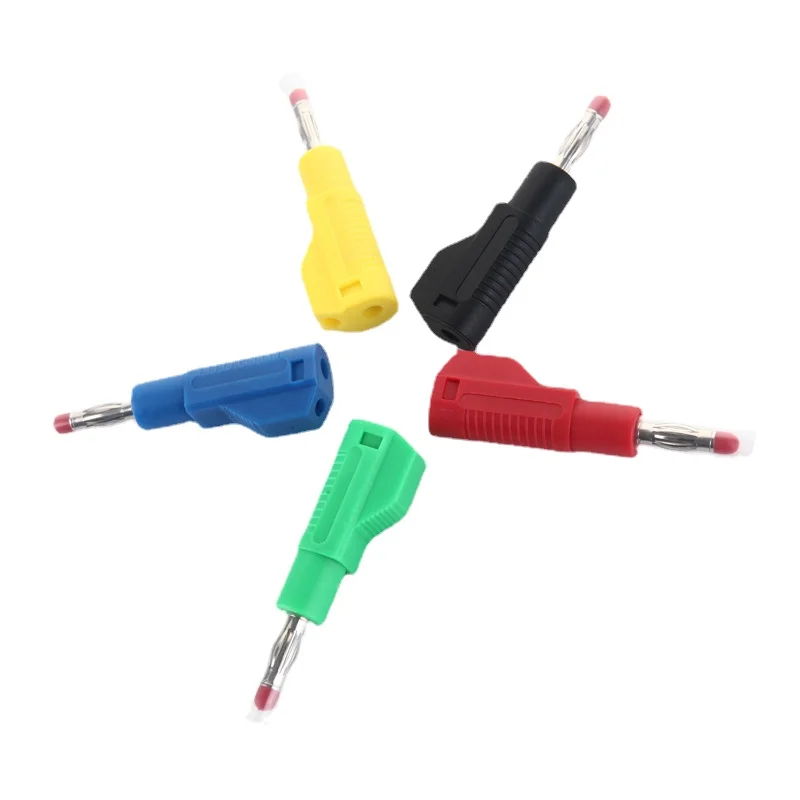 10Pcs 4mm Male Retractable Tube Stackable Banana Plug Wire Solder Connector Red Black Yellow Green Blue