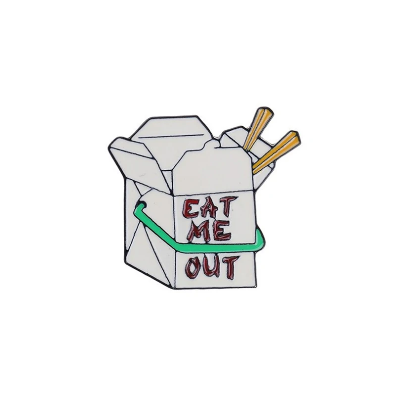 Creative milk carton "eat me out" brooch, denim collar accessories, wholesale pins, bag decoration badges, gifts for friends