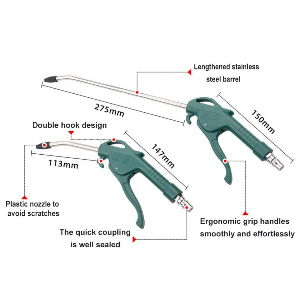 Imagem -02 - Air Blow Gun Pistol Trigger Cleaner Compressor Poeira Ventilador Ferramenta de Limpeza do Bico