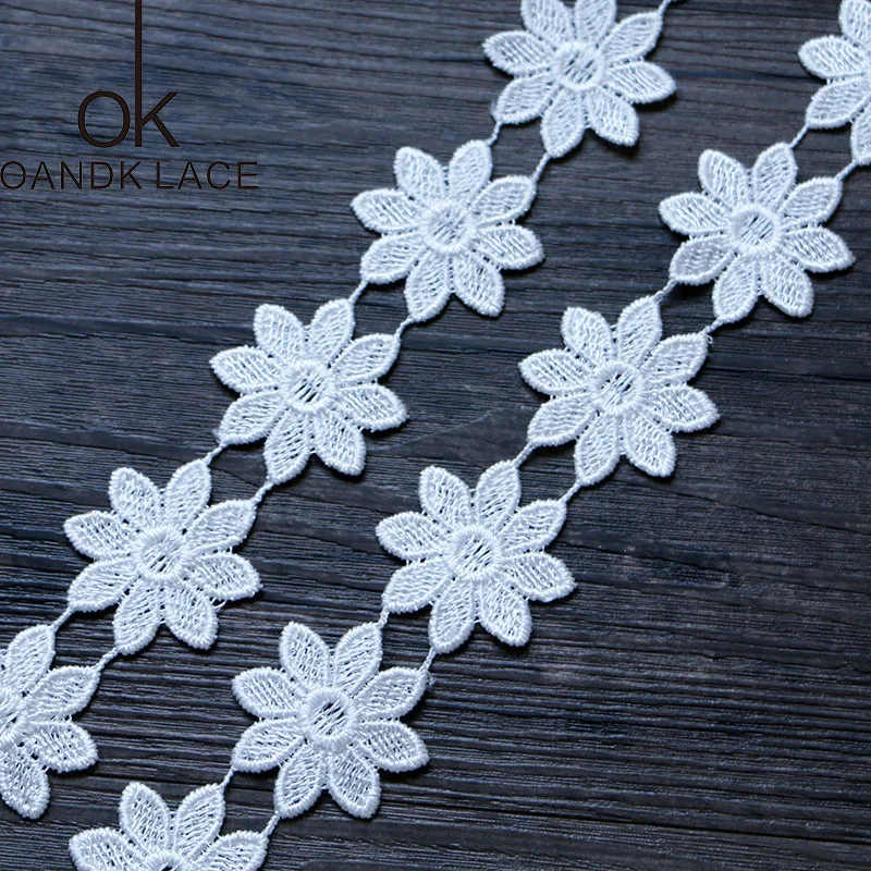 New product 2 YARD, white flower, African lace, hand decoration, lace cloth belt, clothing accessories