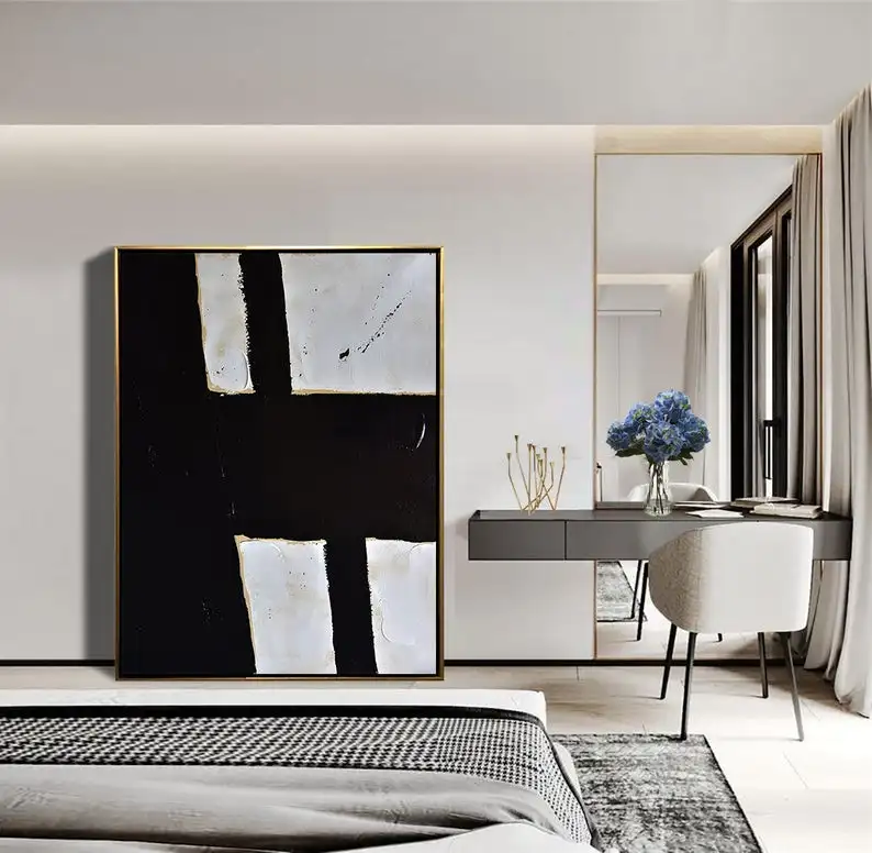 

Modern Art Canvas Painting Large Original Painting Minimalist Art Black White Minimal Painting On Canvas