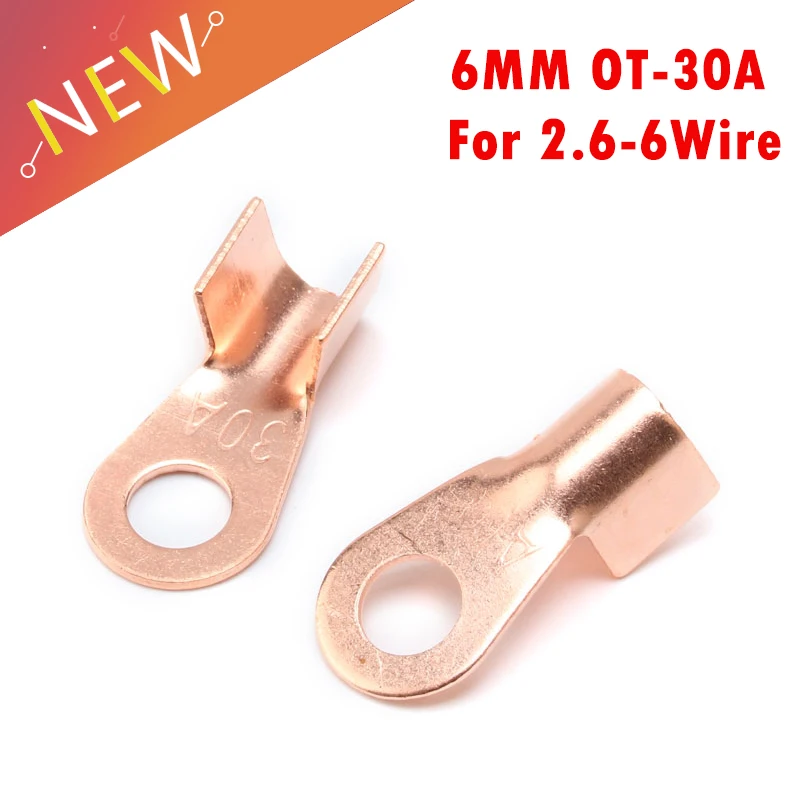 10pcs 6mm OT-30A Dia Copper Circular Splice Terminal Wire Naked Connector For 2.6-6Wire on Sale High Quality