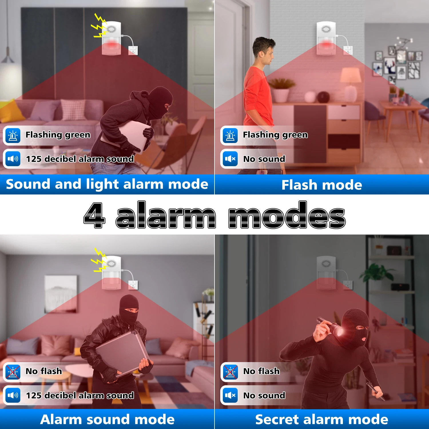 Tuya Smart WiFi rilevatori a infrarossi sensore di movimento allarme USB alimentato sirena allarme antifurto di sicurezza