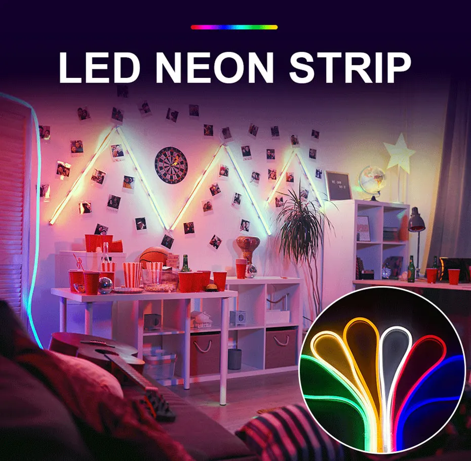 

Hand Touch Sensor Led Neon Light 12V Warm White Red Green Blue Pink Yellow Dimmable Led Neon Strip 1M 2M 3M 4M 5M Home Lighting