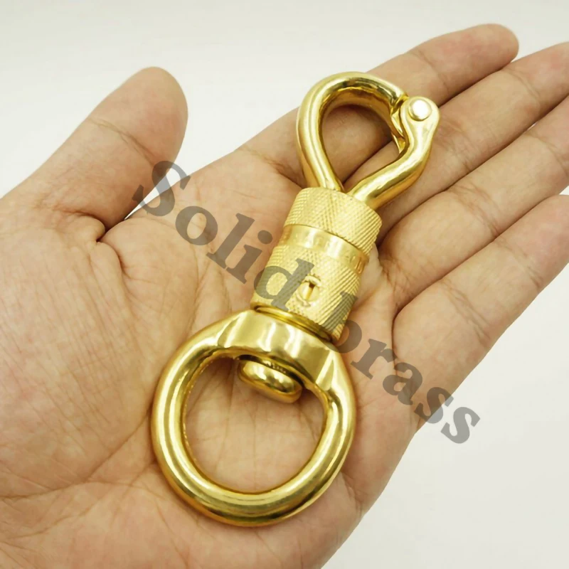 109mm Extra Pulse Size Solid Brass Buckle Rotated Connection Claws Clasps Ring Snap Hook Belt Chain Large Dog Pet Collar Harness