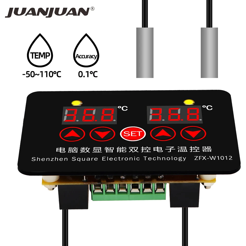 ZFX-W1012 Digital Thermostat Incubator Temperature Controller DC12V 24V AC 220V Thermoregulator Two Relay Output 30%off