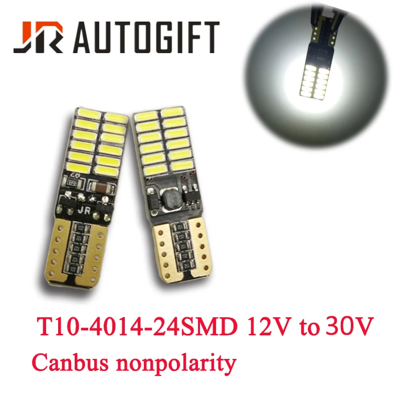 

20PCS High Quality T10 24SMD 4014 LED 12V-30V truck working light Car Light Canbus IC driver Auto Wedge Lamp W5WLed Parking