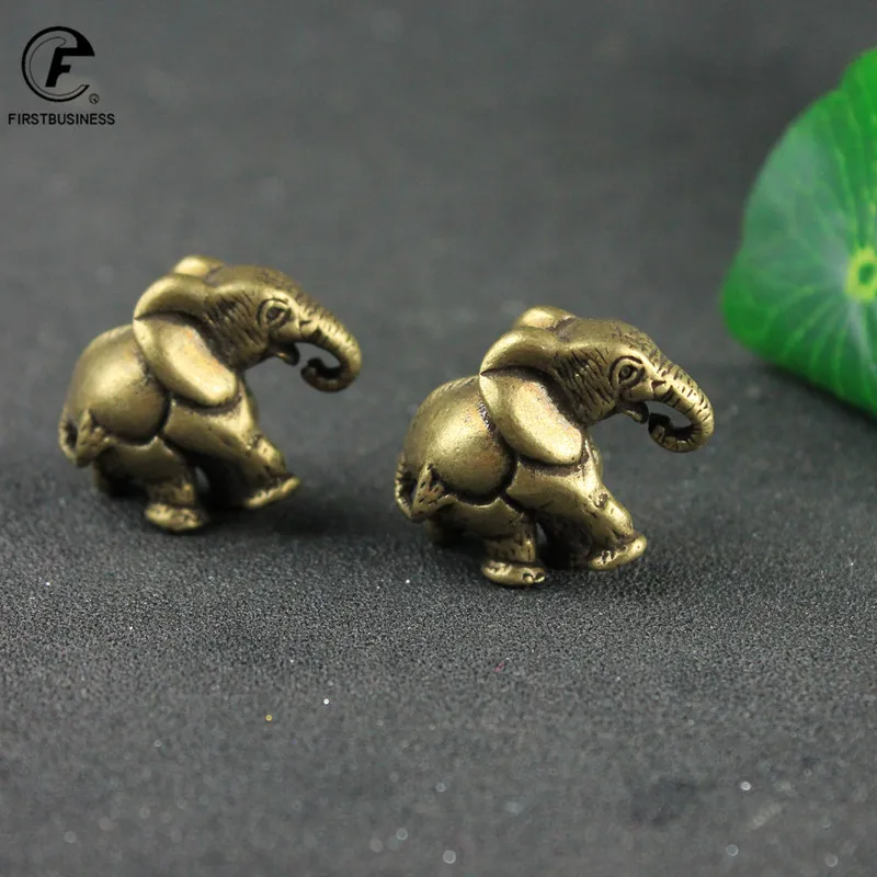 Vintage Pure Copper Solid Mini Elephant Figurines Lucky Desk Ornament Metal Brass Animal Statue Miniatures Home Decoration Craft