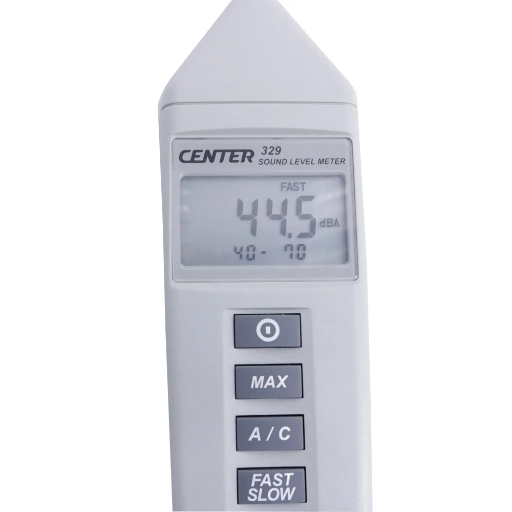 CENTER-329 Sound Level Meter (Compact Size, Economy)Low Cost High PerformanceLevel Range DisplayLevel Range: 40~130dB.