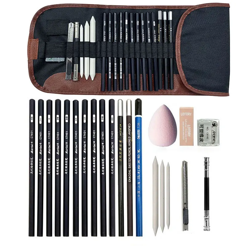 22pcs Sketch Pencil Set Professional Sketching Drawing Kit Wood Pencil for Beginner,Kid,Teen,Adult,Artist School Art Supplies