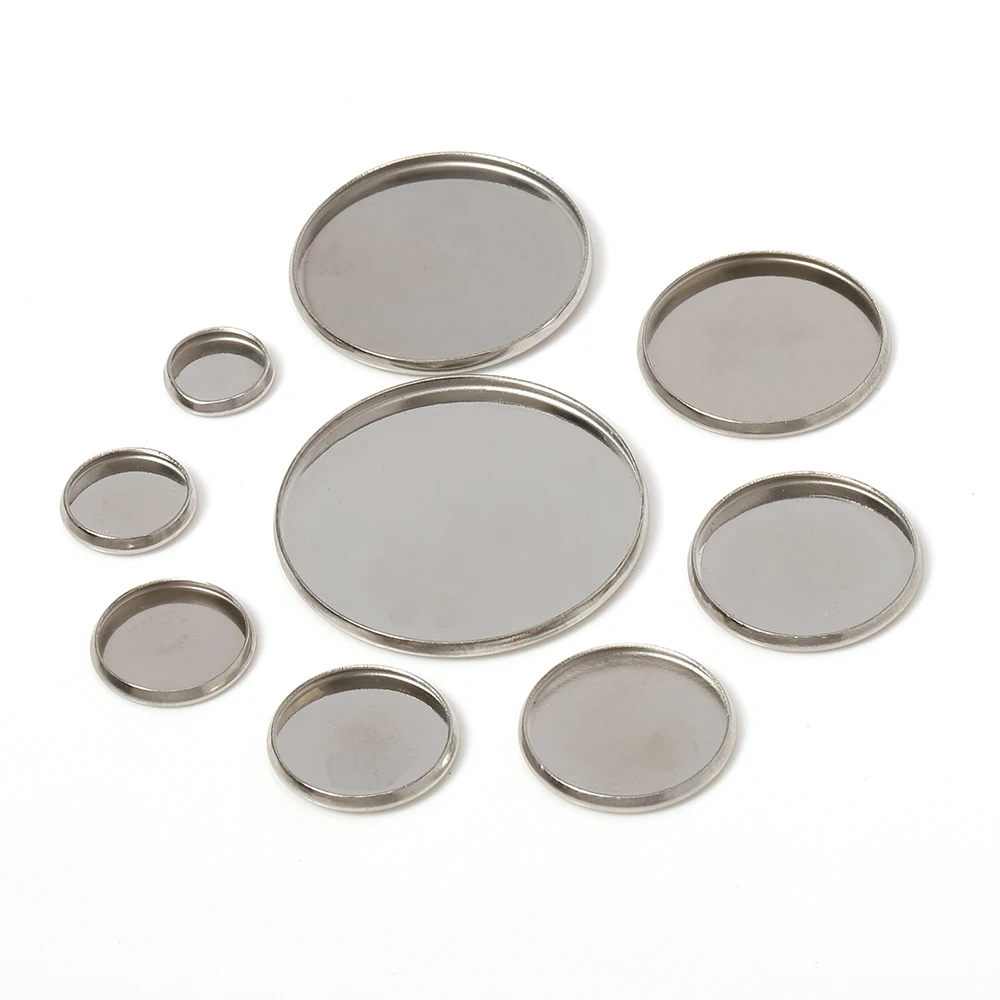 20pcs Stainless Steel Round Cabochon Settings Blank Tray Bezel Base Fit 6-30mm Cabochon Cameo For DIY Jewelry Making Accessories