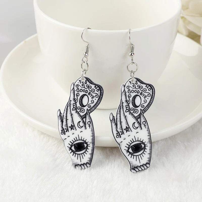 1Pair Ouija Board Drop Earrings Hand Eye Divination Gothic Acrylic Magical Game