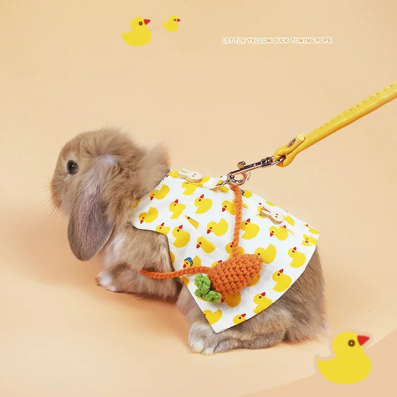 Pet Bunny Clothes Rabbit Traction Rope Set Breathable Outing Rabbit Traction Rope Small Pet Harnesses Leashes Bunny Pet