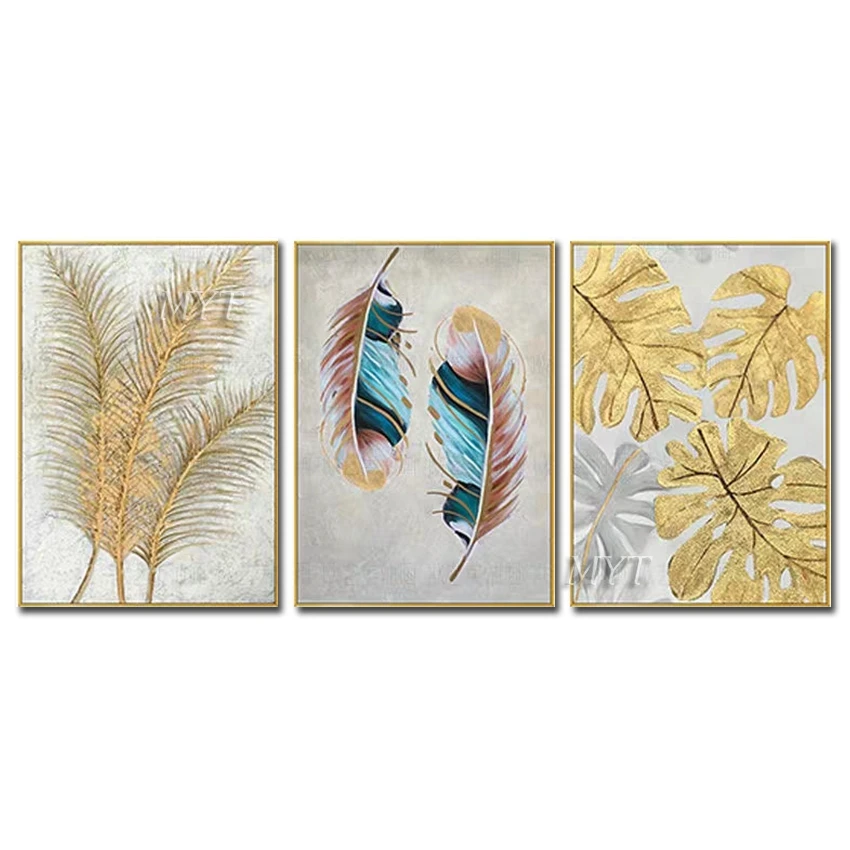 

Feathers And Leaves Abstract Oil Painting Wall Art Home Decor Picture Modern Oil Painting On Canvas Wedding Decoration Unframe