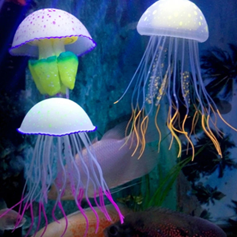 Silicone Artificial Fish Tank Aquarium Glowing Coral Soft Jellyfish Ornament Aquarium Ornament Fish Tank Accessories