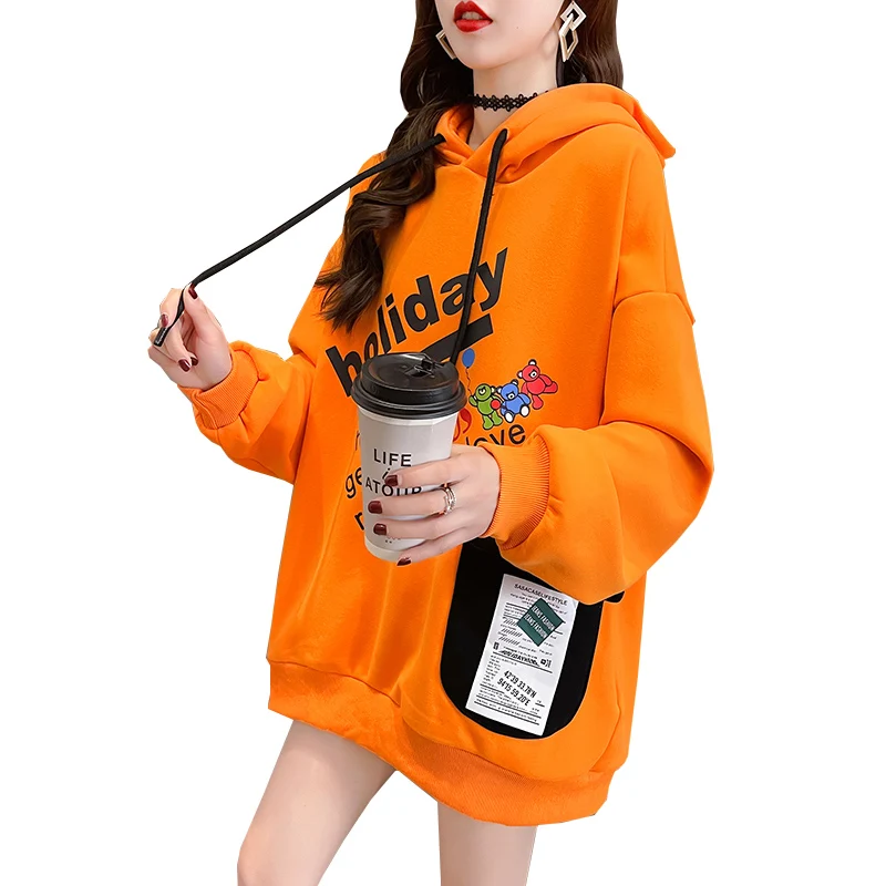 Fried Street Sweatshirts  Women 2022 New Spring Autumn Sweatshirt Female Print Letter Thin Hoodies Lady Loose Streetwear Clothes