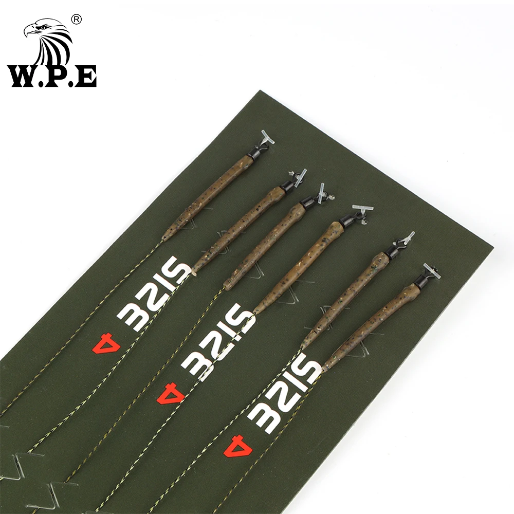 W.P.E  New Carp Fishing Tackle 6pcs Fishing Ready Made Hook Carp Fishing Tied Carp Fishing Hook Winter Fishing Gear Link Hook