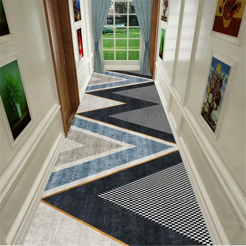 Nordic Geometric Carpet for Home Entrance, Hallway Rug, Stair Carpet, Long Kitchen Mat, Corridor Carpets, Hotel Aisle Floor Mat