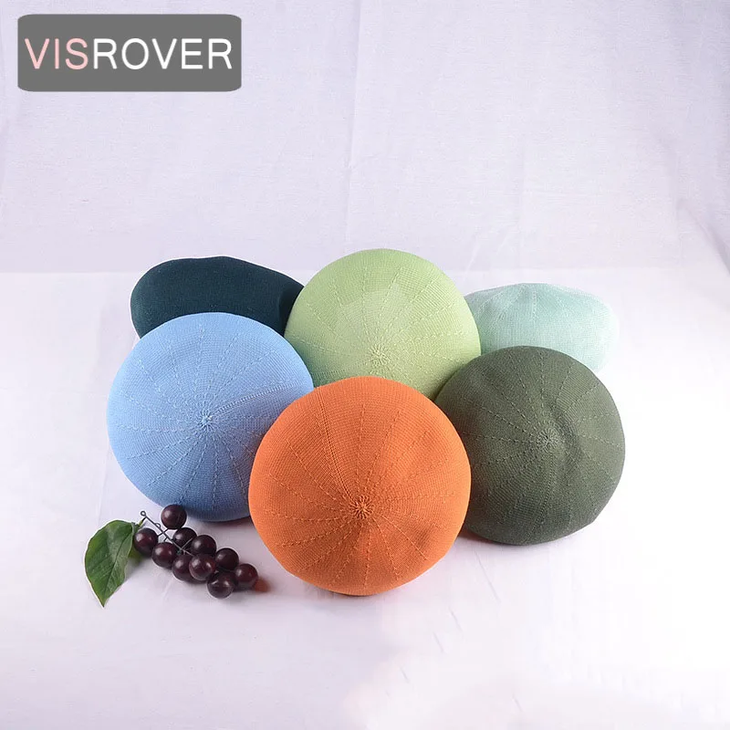 VISROVER 12 colorways summer solid color beret female cap spring summer autumn hat solid color top quality Women Boina Wholesale