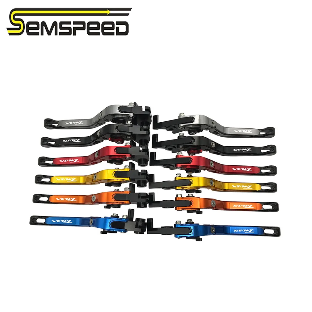 SEMSPEED TMAX logo Motorcycle CNC Folding Extendable Brake Clutch Levers Handle Grips For Yamaha TMAX530 2012-2020 TMAX500 08-18