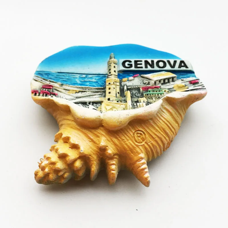 (Genoa Italy) Fridge Magnet,Creative Travel Commemorate Crafts 3D Ornaments Magnetism Resin Material Refrigerator Stickers