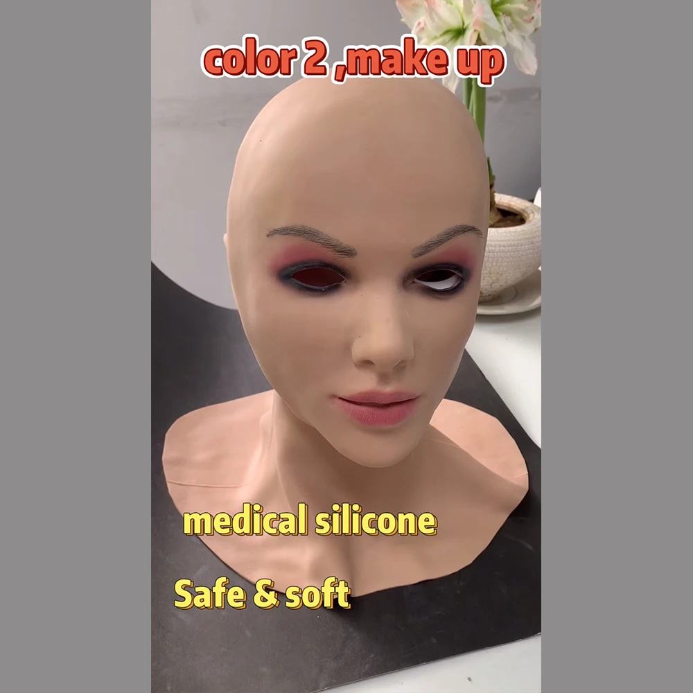 Capa de cabeça de silicone maquiagem crossdresser cosplay máscara de beleza coleção realista máscaras de silicone masculino para feminino máscara de