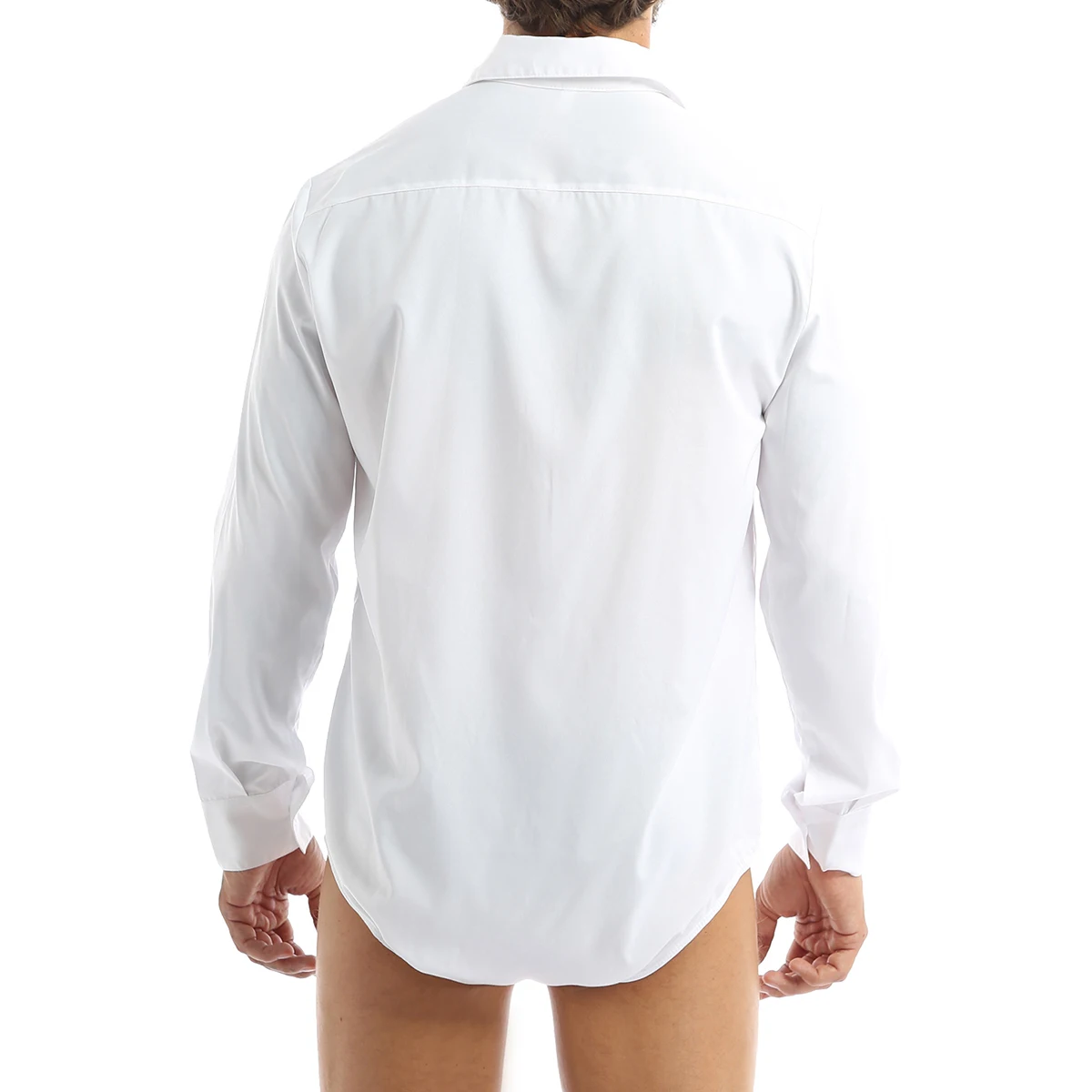 Bodysuit masculino de botão, blusa casual de peça única para namoro, festa formal, gola virada para baixo, camisa monocromática, adultos