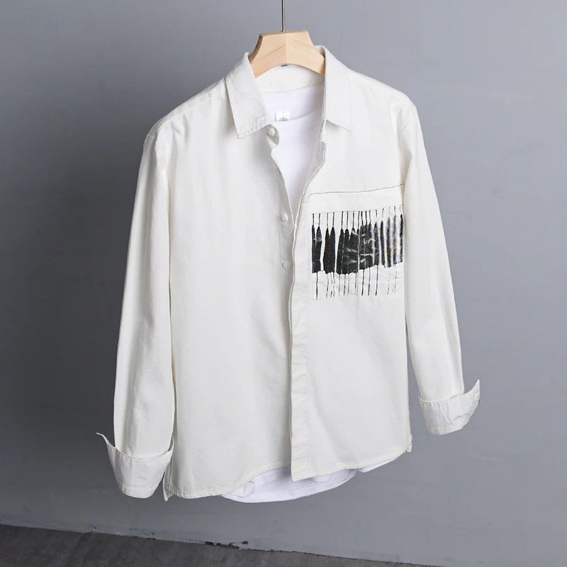 

New style long-sleeved spring pure cotton shirt men fashion white casual shirts for men comfortable shirt male chemise tops