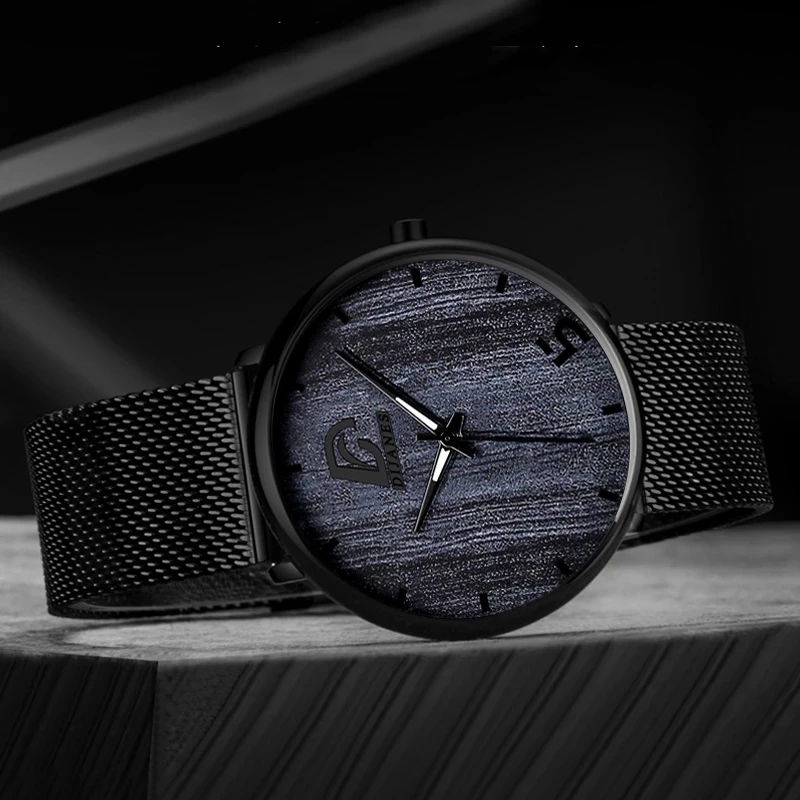 Mens Fashion Business Ultra Thin Minimalist Stainless Steel Mesh Belt Quartz Watch Men Sports Leather Watches reloj hombre