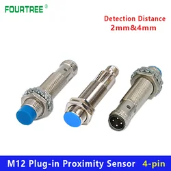 Sensore di prossimità Plug-in M12 interruttore di approccio induttivo in metallo con spina aria a 4 core rileva distanza 2mm 4mm PNP/NPN NO NC