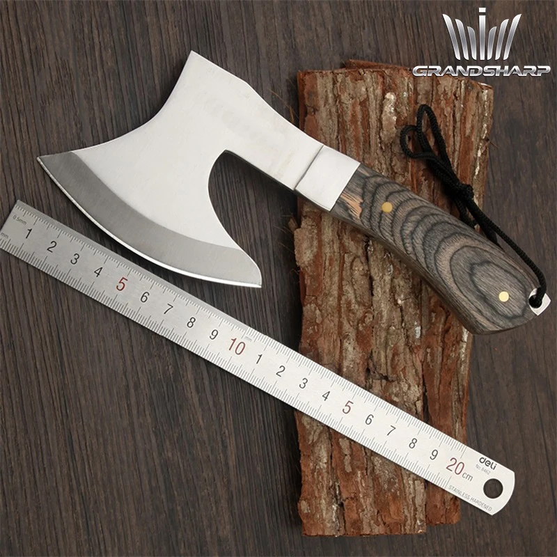 Survival Hunting Tomahawk Axes Hatchet Camping Hand Fire Stainless Steel Axe Boning Knife for Chopping Meat Bones GRANDSHARP