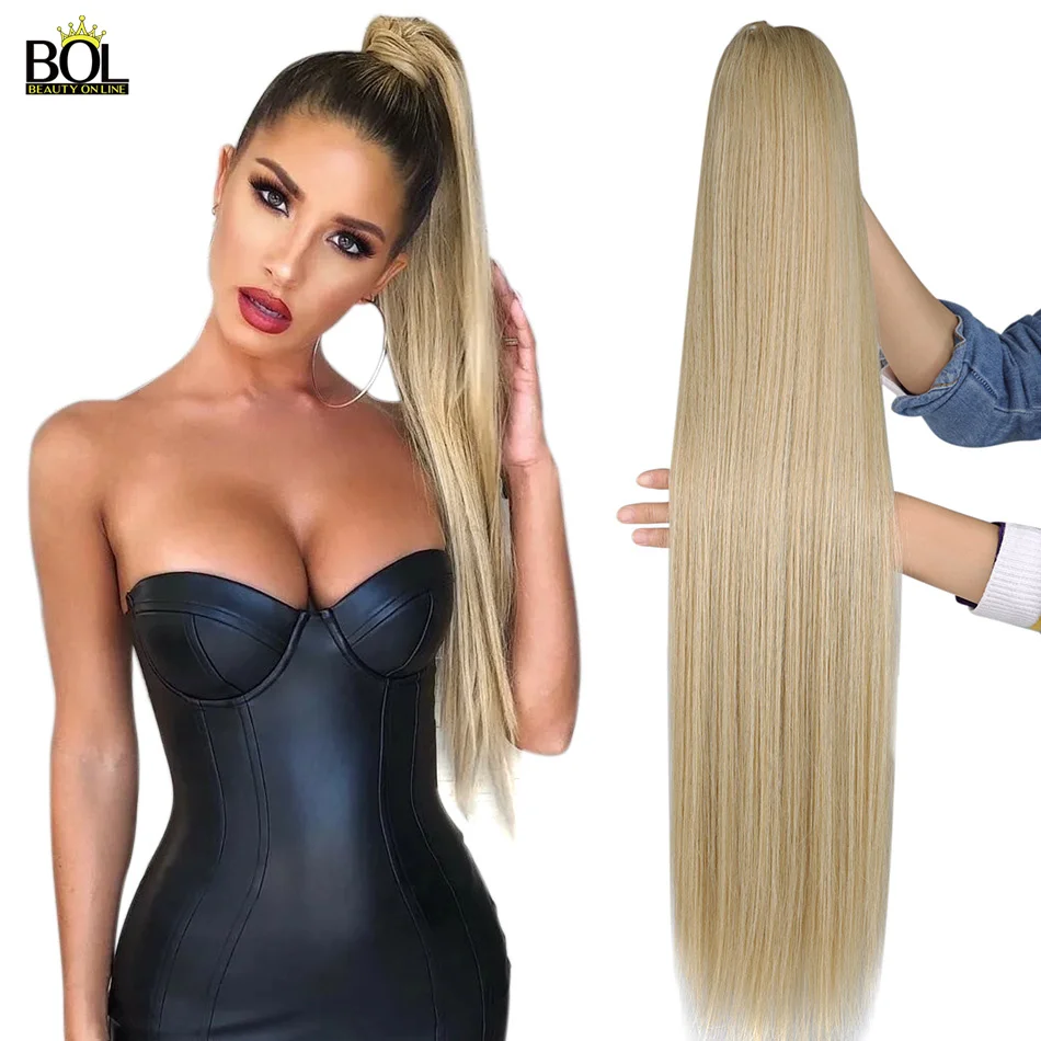 

BOL Straight Drawstring Ponytail Extensions Synthetic Long Straight Ponytail Clip in Natural Hair Pieces for Women 30-32inch180g