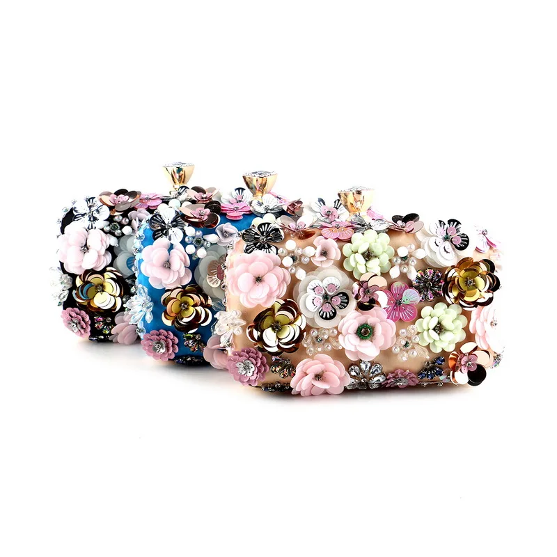 Handbags Women Flower Clutch Evening Bags Wedding Purses Bridal Handbags Party Dinner Bag Rhinestones Handmade Style Purse
