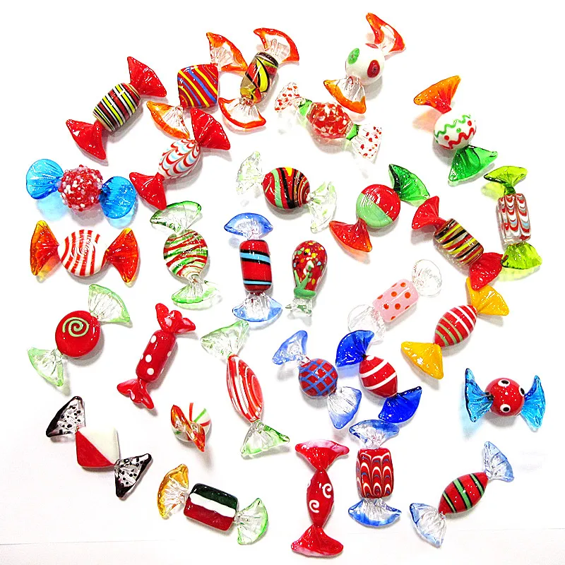 Custom Vintage Murano Red Glass Sweets Candy Ornament Home Desktop Christmas Decoration Accessories Holiday Party Gifts For Kids