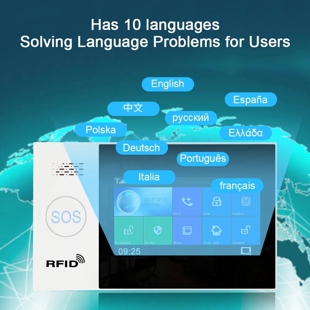 Tuya WiFi GSM home Security Protection smart Alarm System Touch screen Burglar kit Mobile APP Remote Control RFID Arm and Disarm